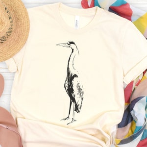 Graureiher T-Shirt - Minimalistisches Vogel Design - Tolles Geschenk für Vogelbeobachter - Naturliebhaber T-Shirt - Einzigartige Wildlife Kunst