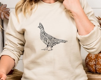 Ruffed Grouse Sweatshirt Bird Pullover Crewneck, Birding Gear, Birdwatcher Gift, Grouse Hunter, Brid Watcher Shirt, Bird Themed Gifts