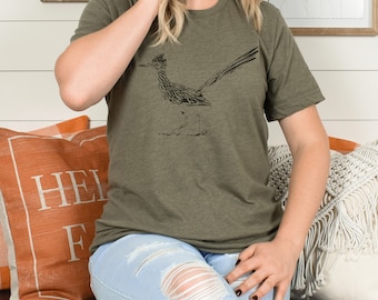 Roadrunner Shirt, Minimalist Bird T-Shirt, Gift for Birdwatcher, Birding Tshirt