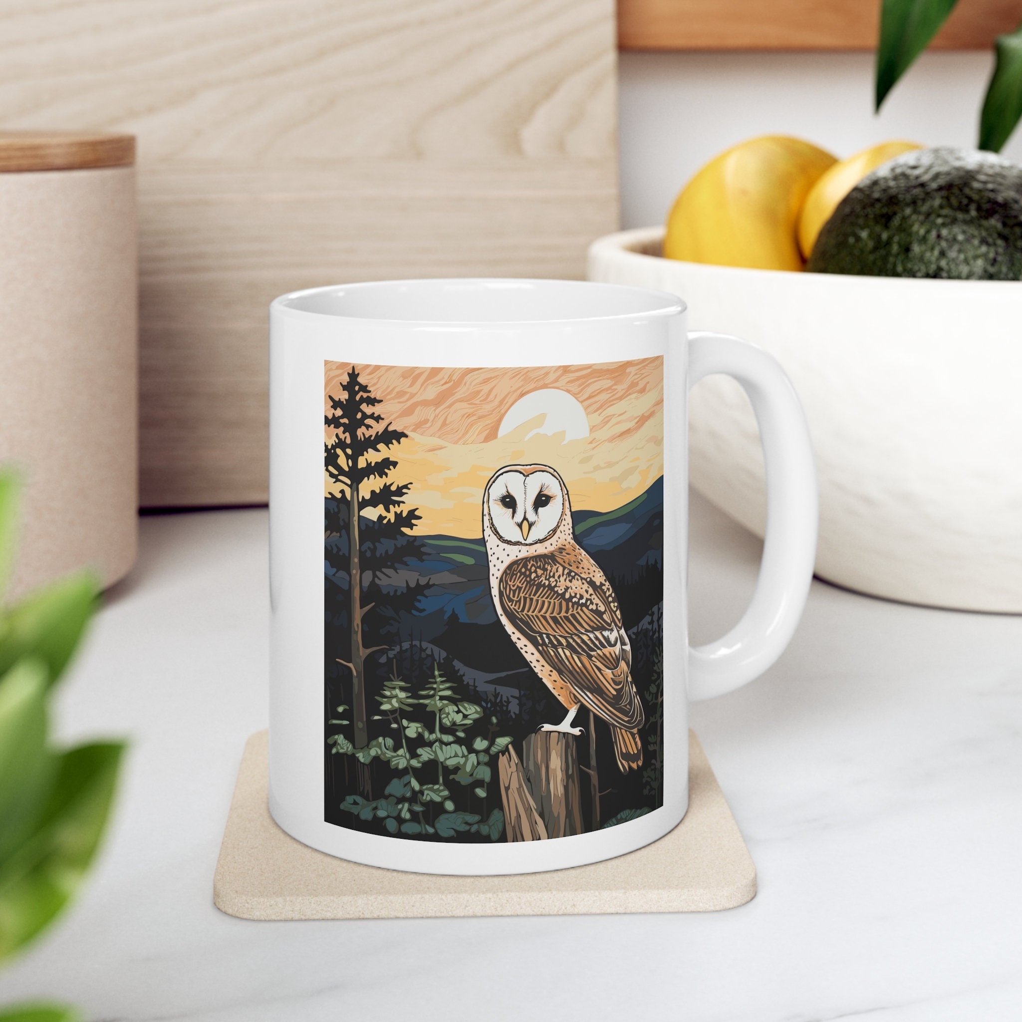 Barn Owl Mug, Birder Gift, Birdwatching Coffee Mug, Bird Gift, Barn Owl Cup, Bird Lover Nature Gift,