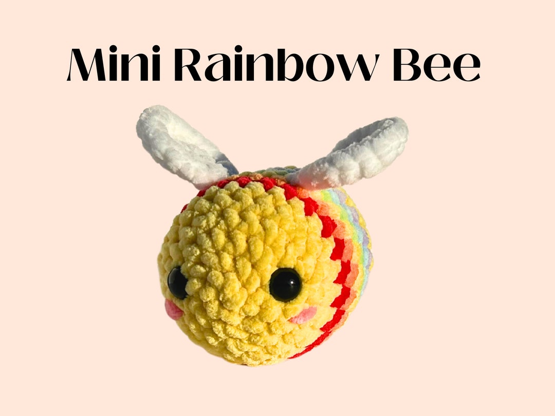 Mini Rainbow Bee Crochet Plushie - Etsy