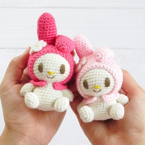 DIGITAL DOWNLOAD Crochet Amigurumi Pattern: Japanese Pink Bunny Character image 1