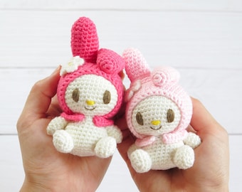 DIGITAL DOWNLOAD Crochet Amigurumi Pattern: Japanese Pink Bunny Character