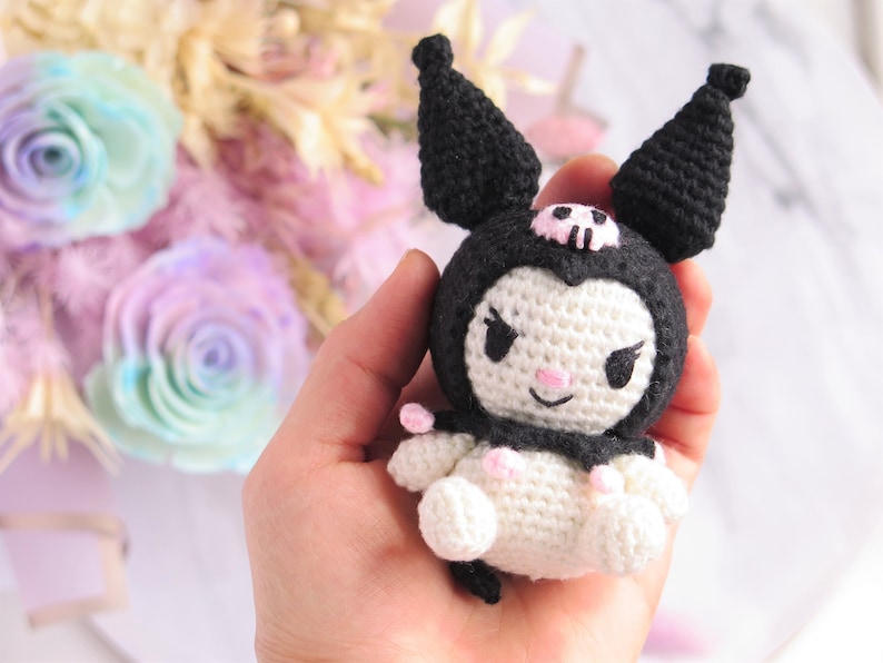 DIGITAL DOWNLOAD Crochet Amigurumi Pattern: Japanese Black Bunny Character image 1