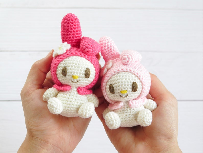 DIGITAL DOWNLOAD Crochet Amigurumi Pattern: Japanese Pink Bunny Character image 1