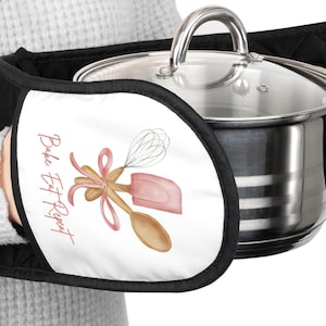 Hübsche rosa Backutensilien Ofenhandschuhe, Küchengeschenk, anpassbare Topflappen