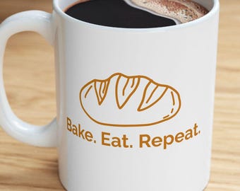 Bread Baker Ceramic Mug, Funny Bread Lover Gift, Personalized Coffee Cup, Sourdough Bread Mug, Cottage Bakers Cups, Add your Favorite Bread