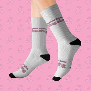 ¡Pase lo que pase, voy de compras! Calcetines acolchados personalizables, regalo divertido.