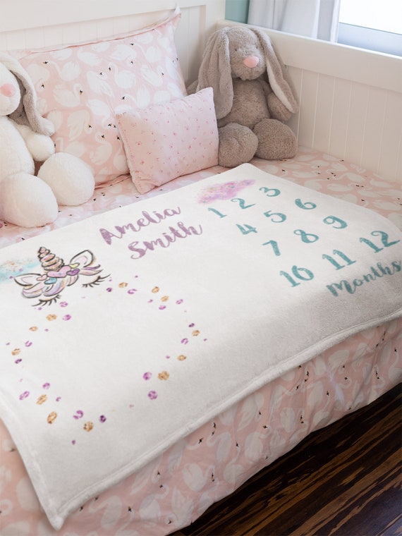 Personalized Milestone Blanket Unicorn Milestone Blanket Etsy