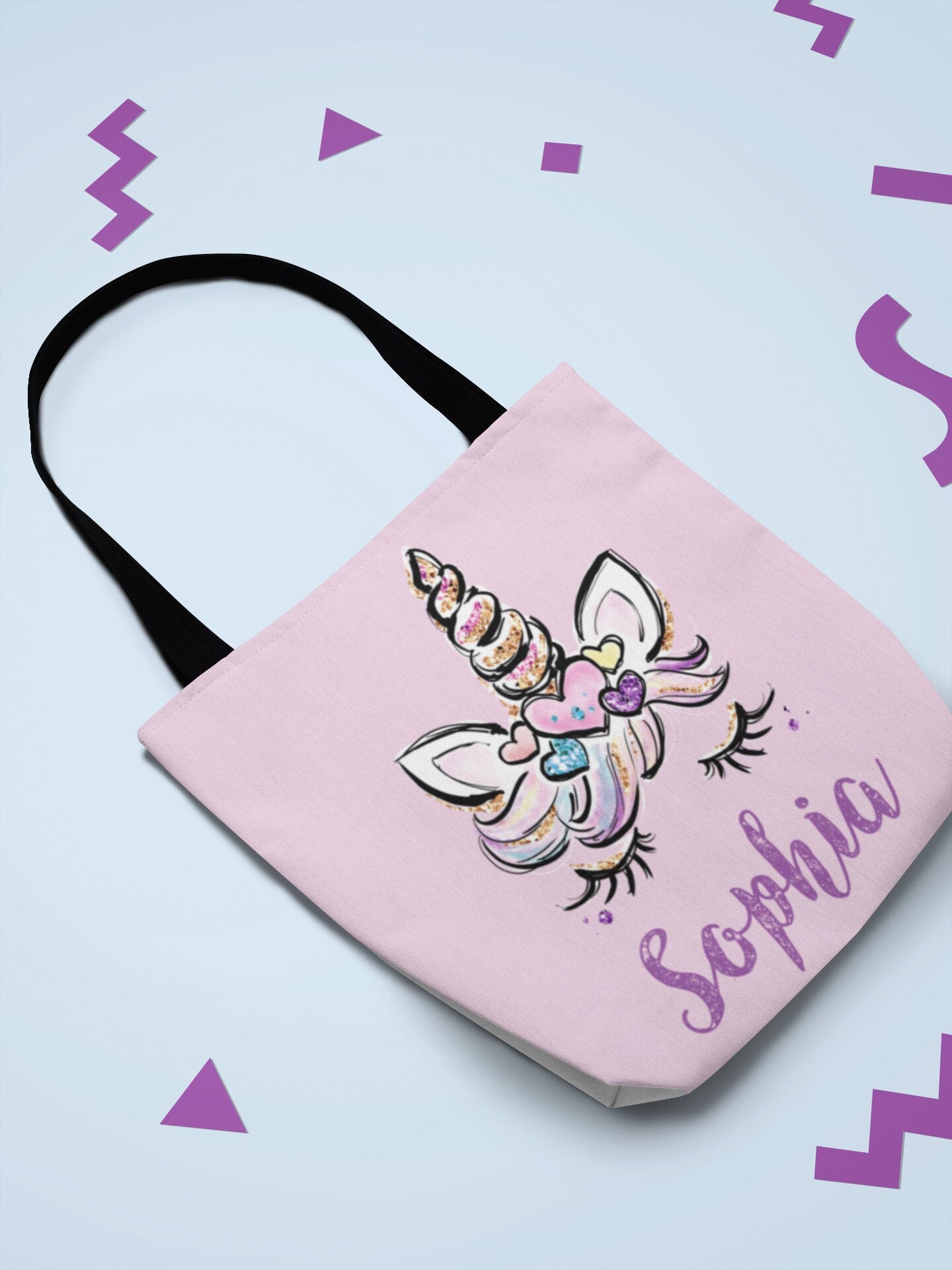 Pink Unicorn Bag for Girls Personalized Tote Bag Custom Etsy