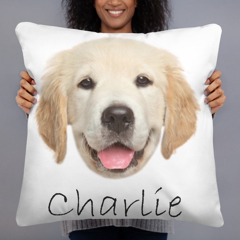 pillow with dogs face on it