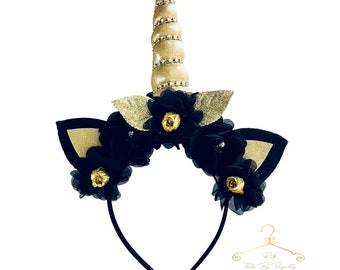 Black Unicorn Headband