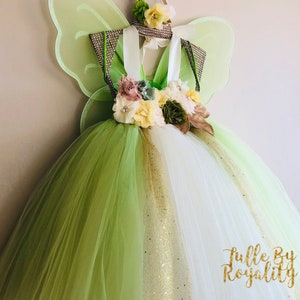 Fairy Tutu Dress Deluxe Set para niño pequeño Tinkerbell Tutu Flower Girl Wedding Tutu Dress para niñas Regalo para su vestido de cumpleaños imagen 9