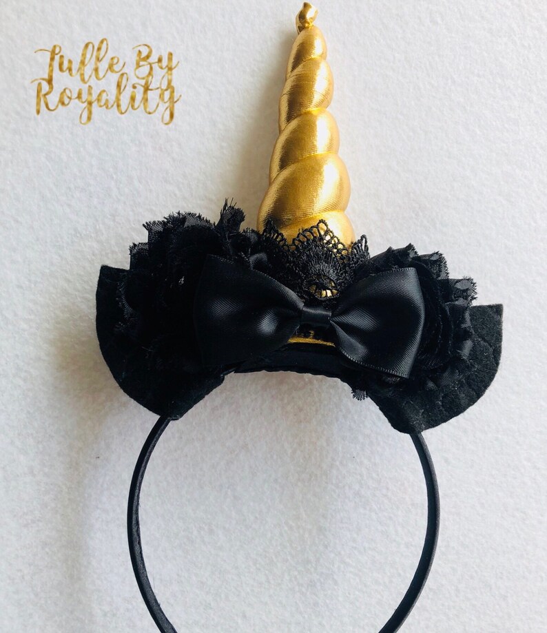 Black Unicorn headband Etsy