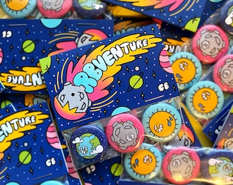 Orbventure space planets cute sun earth moon badge 3 button pack