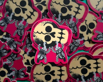 Rollin' Bones - Insect Bug Skull Illustration Sticker