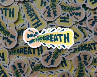 Bad Breath - Skull Illustration Sticker | Partner | Stinky | Humor Decal