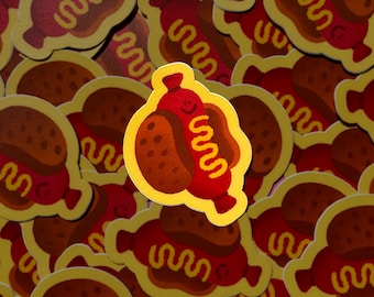 Happy Hotdog - Illustration Sticker | Food Snack | Summer Vibes | Ketchup and Mustard