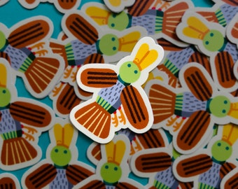 Duck Flying exploring cute sticker illustration