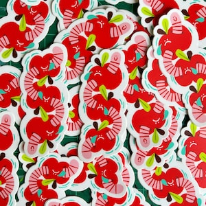 Apple Worm sticker fruit illustration