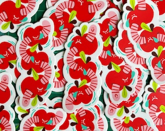 Apple Worm sticker fruit illustration
