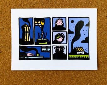 Morning Brew FULL COMIC | Art Print | 7 x 5 | Morning Coffee Breakfast COMIC