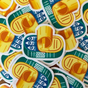 Tinned fish sticker sardines illustration