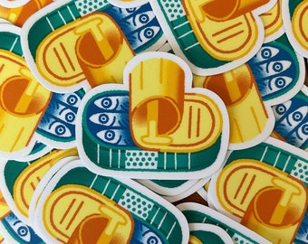 Tinned fish sticker sardines illustration