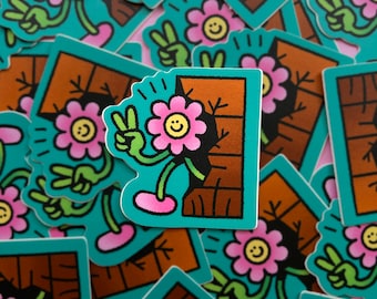 Flower Power sticker cute plant illustration