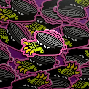 Illustration d'autocollant gluant effrayant de monstre de trou d'homme