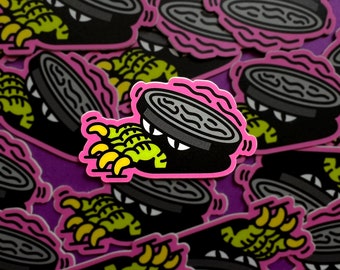 Manhole Monster creepy slimy sticker illustration