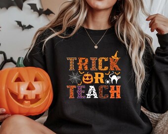 Trick or Teach PNG | Halloween Teacher Shirt Design (Digital Download)