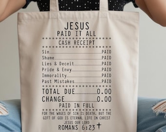 Jesus Paid It All PNG | Christian Receipt Design (Digital Download)