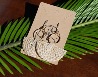 Small Fan Rattan Earrings