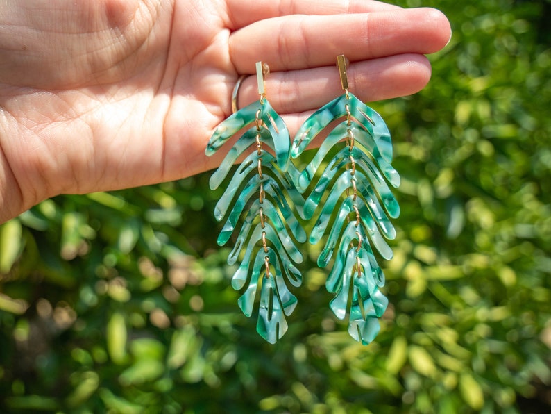 Large Leaf Stud Earrings image 6