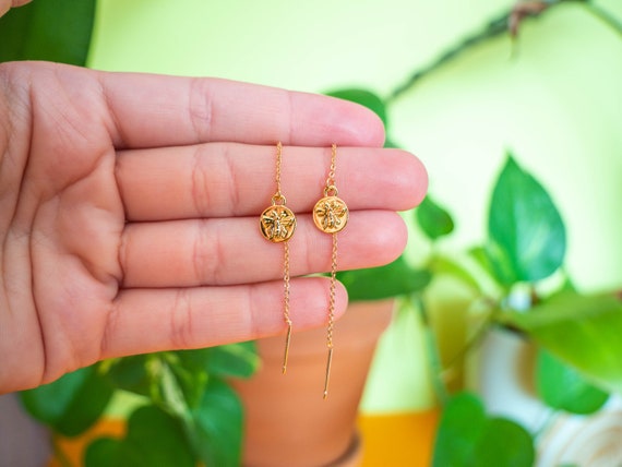 Bumble Bee Threader Earrings - Etsy India