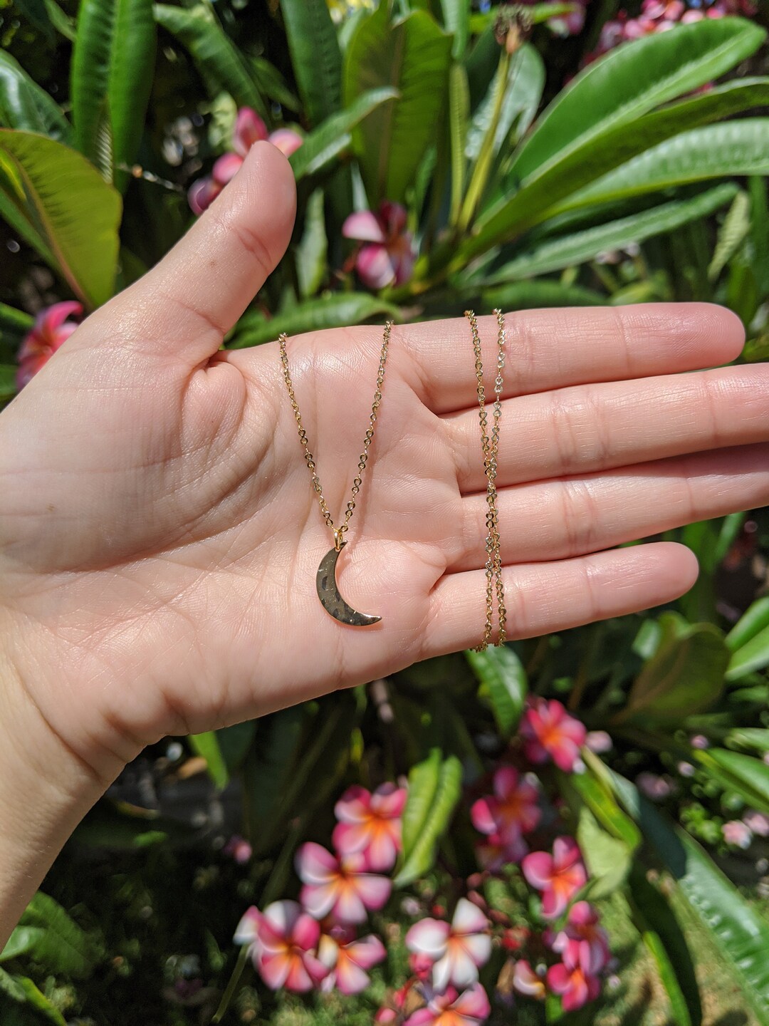 Hammered Crescent Mahina Necklace Etsy