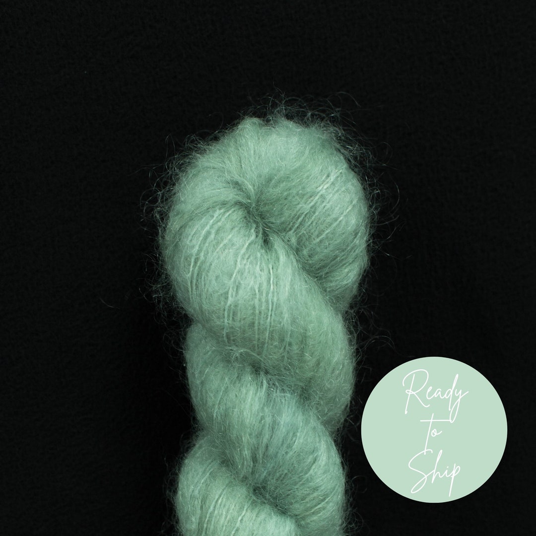 DK Mohair Yarn Sage Bulky Weight Yarn Hand Dyed Yarn Green Etsy