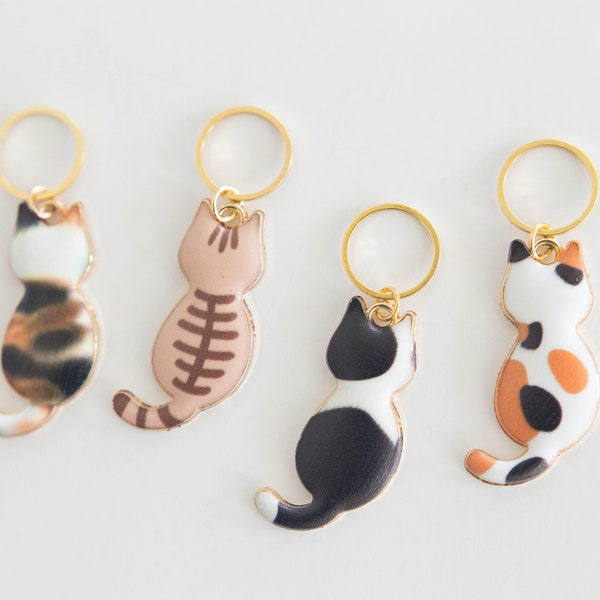 SET of 4 Calico Cat Stitch Markers Progress Keepers Crochet Markers Knitting Markers Gift Accessories Bag Charms