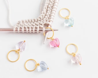 Set of 5 Progress Keepers Heart Stitch Markers Crochet Knitting Accessories Gifts Notions