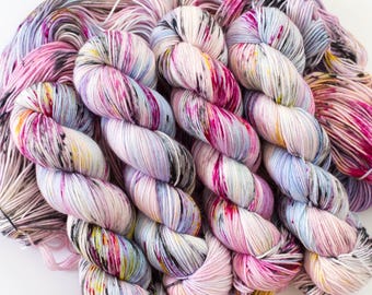 Fingering Superwash Merino Nylon Sock Yarn Hand Dyed Yarn Gift Sock Yarn Set BUBBLEGUM GRAFFITI