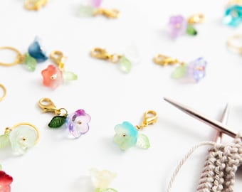Set of 3 Progress Keepers Colorful Glass Flower Stitch Markers Crochet Knitting Accessories Gifts Notions