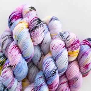 Fingering Superwash Merino Nylon Sock Yarn Tonal Hand Dyed Yarn BUBBLEGUM GRAFFITI