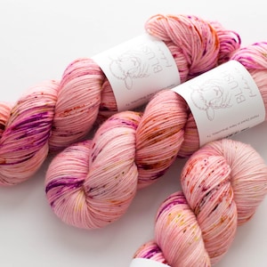 Vingerdik superwash merino nylon sokkengaren, handgeverfd breigaren in verschillende tinten, cactusbloem.