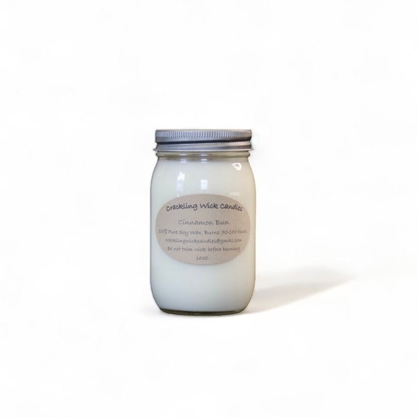 Candle, Crackling Wick, wooden wick, soy wax, clear 16oz. Candle, farmhouse decor