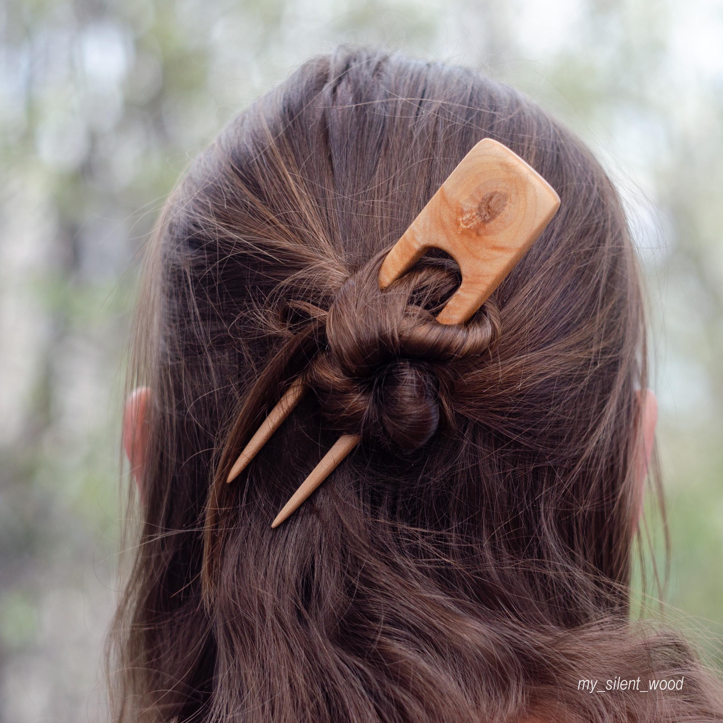 Kanzashi Wood Hair Pin - Etsy display picture 2
