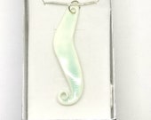 Green porcelain ocean wave handmade unique pendant, ceramic jewellery, pottery necklace, on silver link chain, sea green,