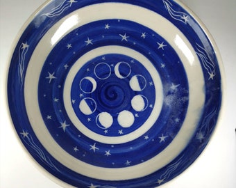 Moon phase handmade stoneware serving bowl