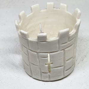 castle turret tealight candle holder, handmade in porcelain