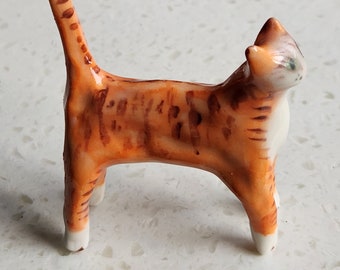 Handmade ginger cat figure, orange tabby, marmalade cat